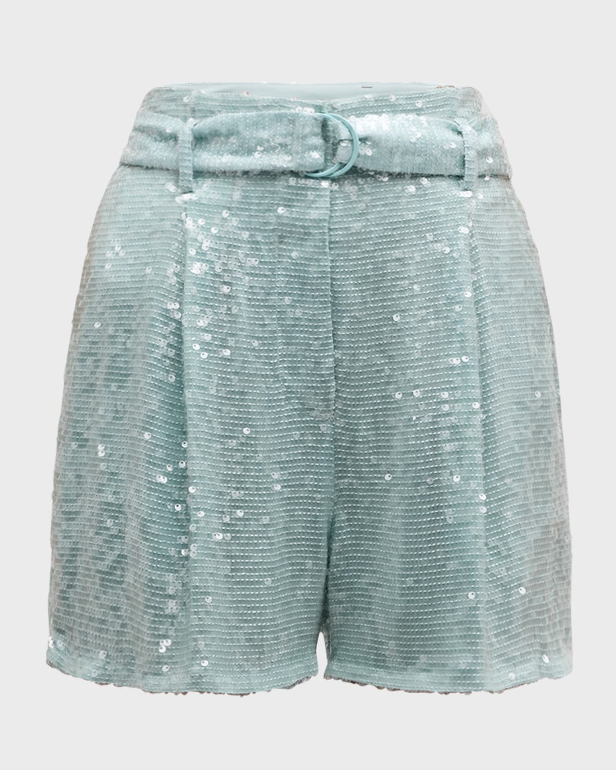 LAPOINTE Sequin Viscose Belted Shorts