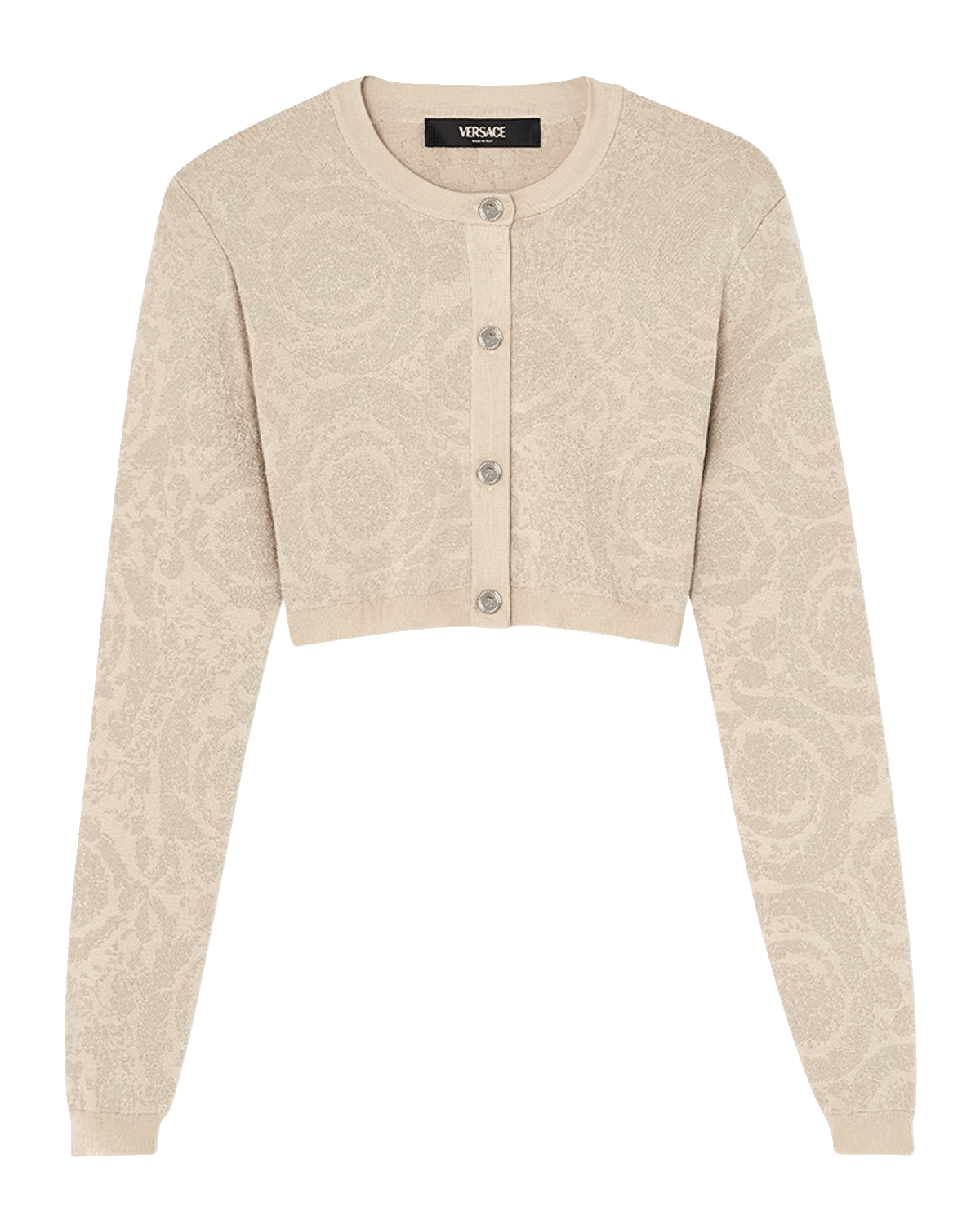 Versace Barocco Texture Knit Crop Cardigan