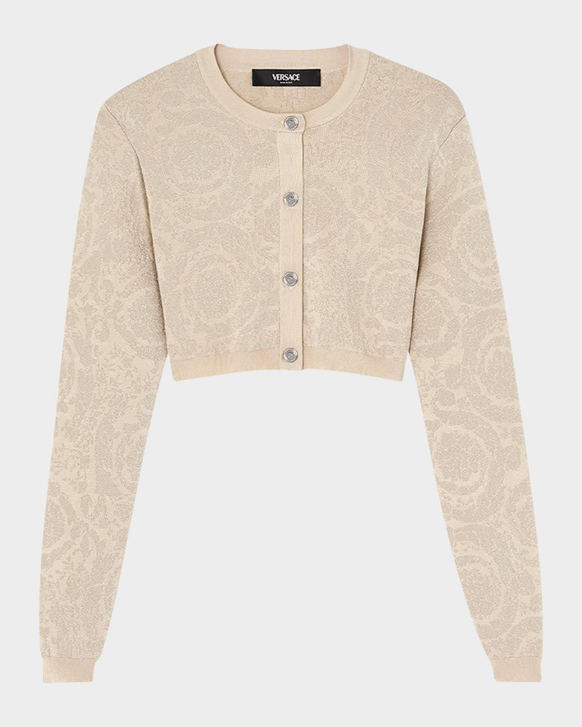 Versace Barocco Texture Knit Crop Cardigan