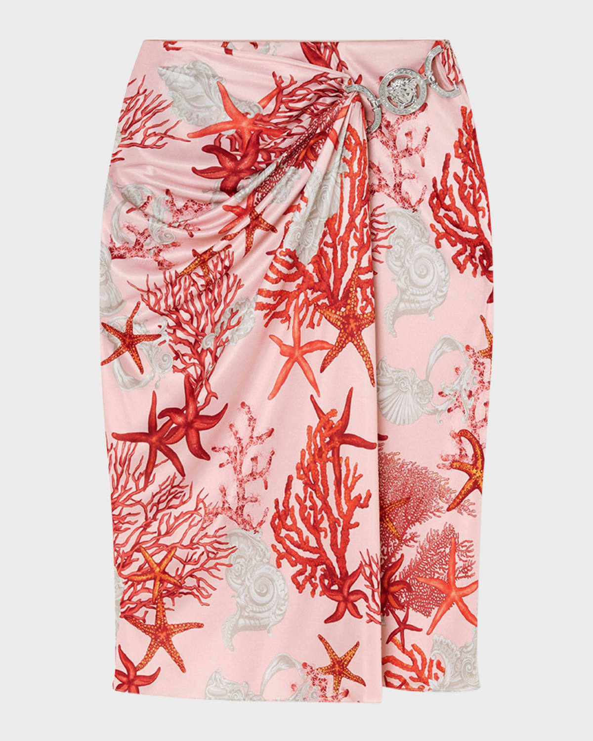 Versace Allover Holiday-Print Jersey Wrap Skirt