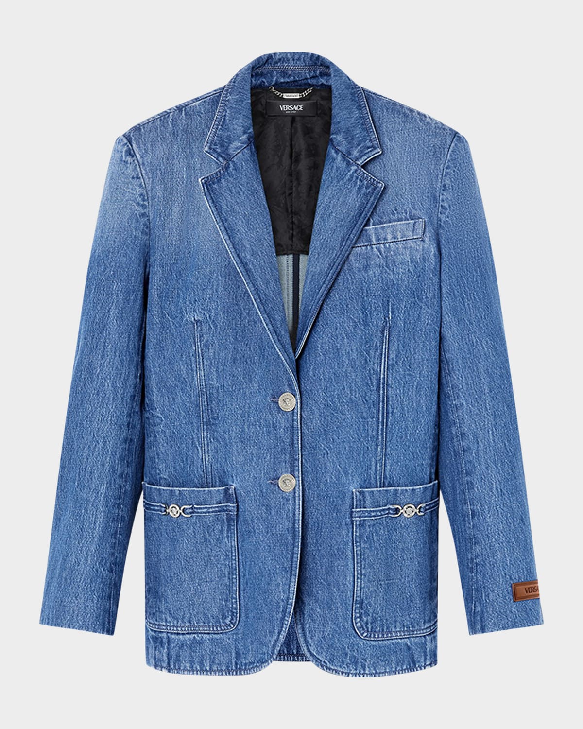 Versace Stone Wash Denim Single-Breasted Jacket