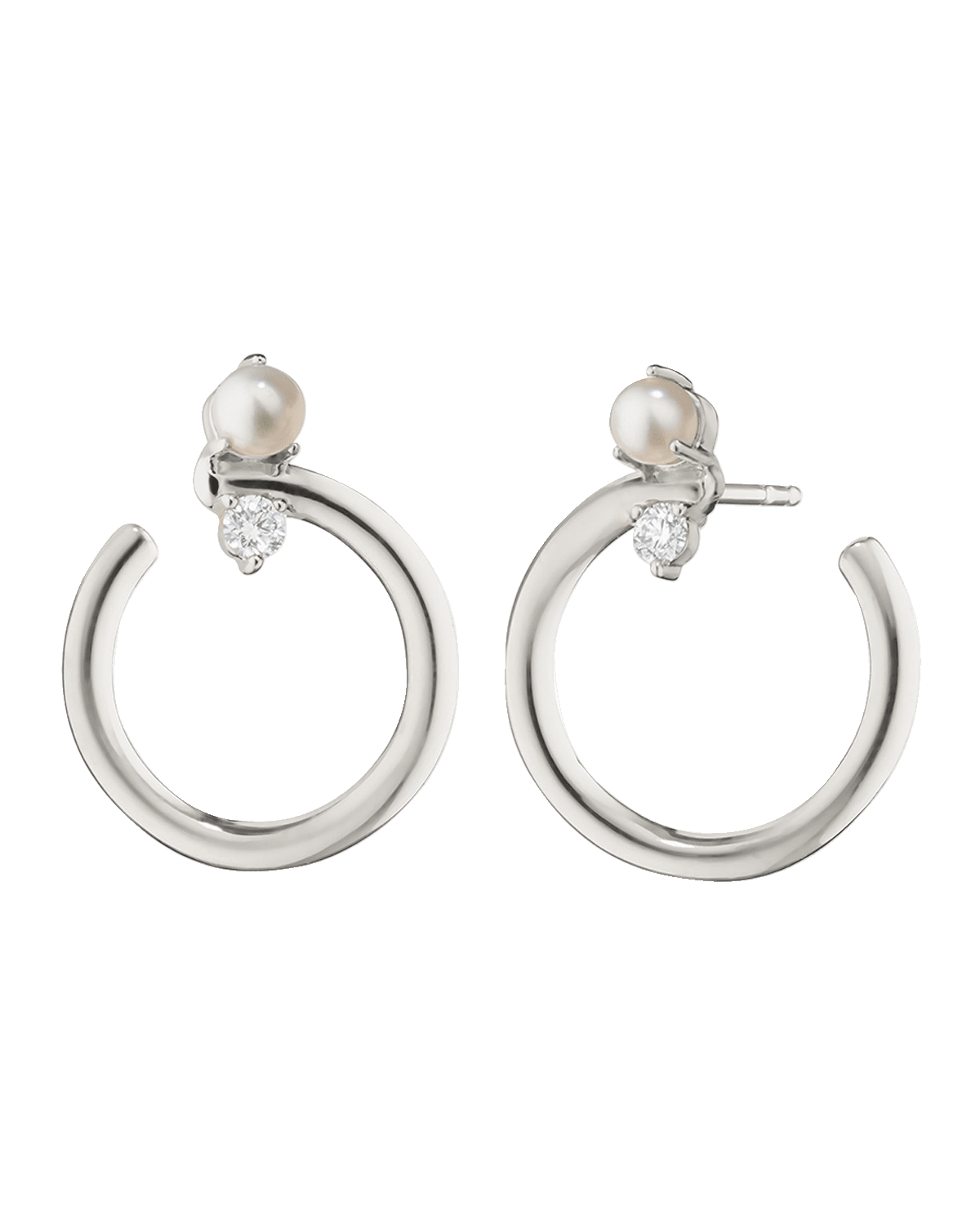 Monica Rich Kosann Galaxy Wrap Hoop Earrings with Mother-of-Pearl and White Sapphires