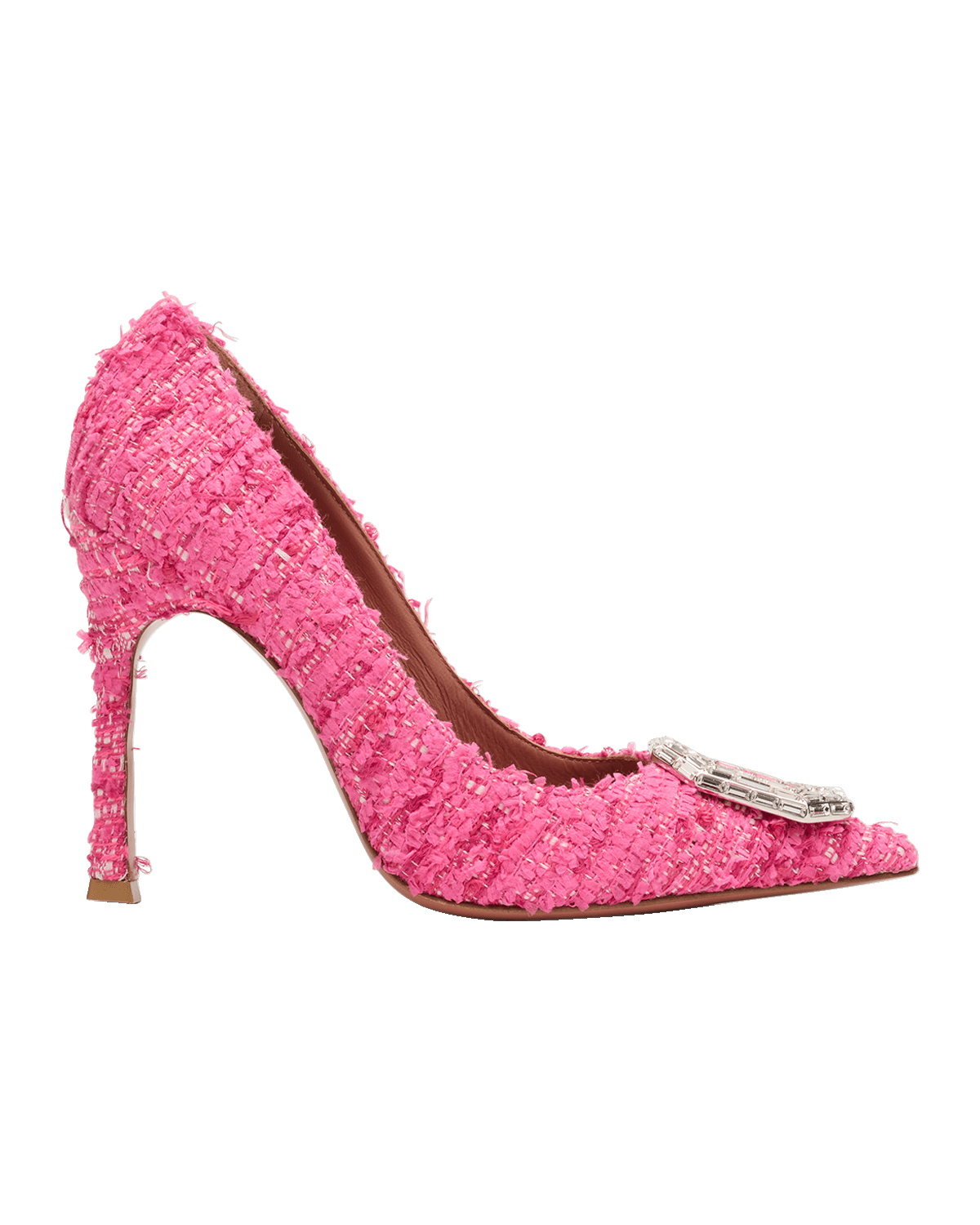 Amina Muaddi Camelia Tweed Crystal Ornament Pumps