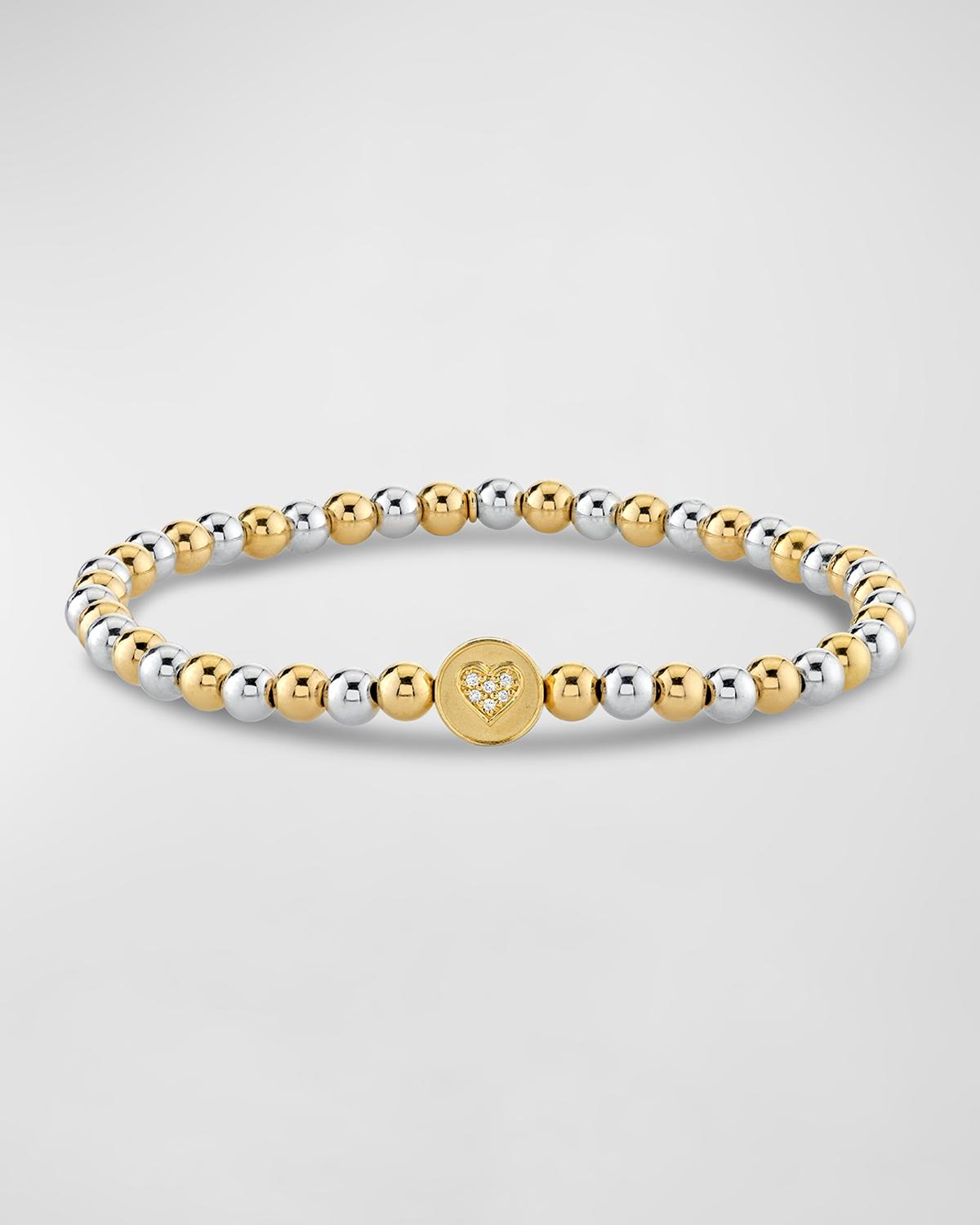 Peace and Love Bead on Bead 14K Two-Tone Round Bracelet