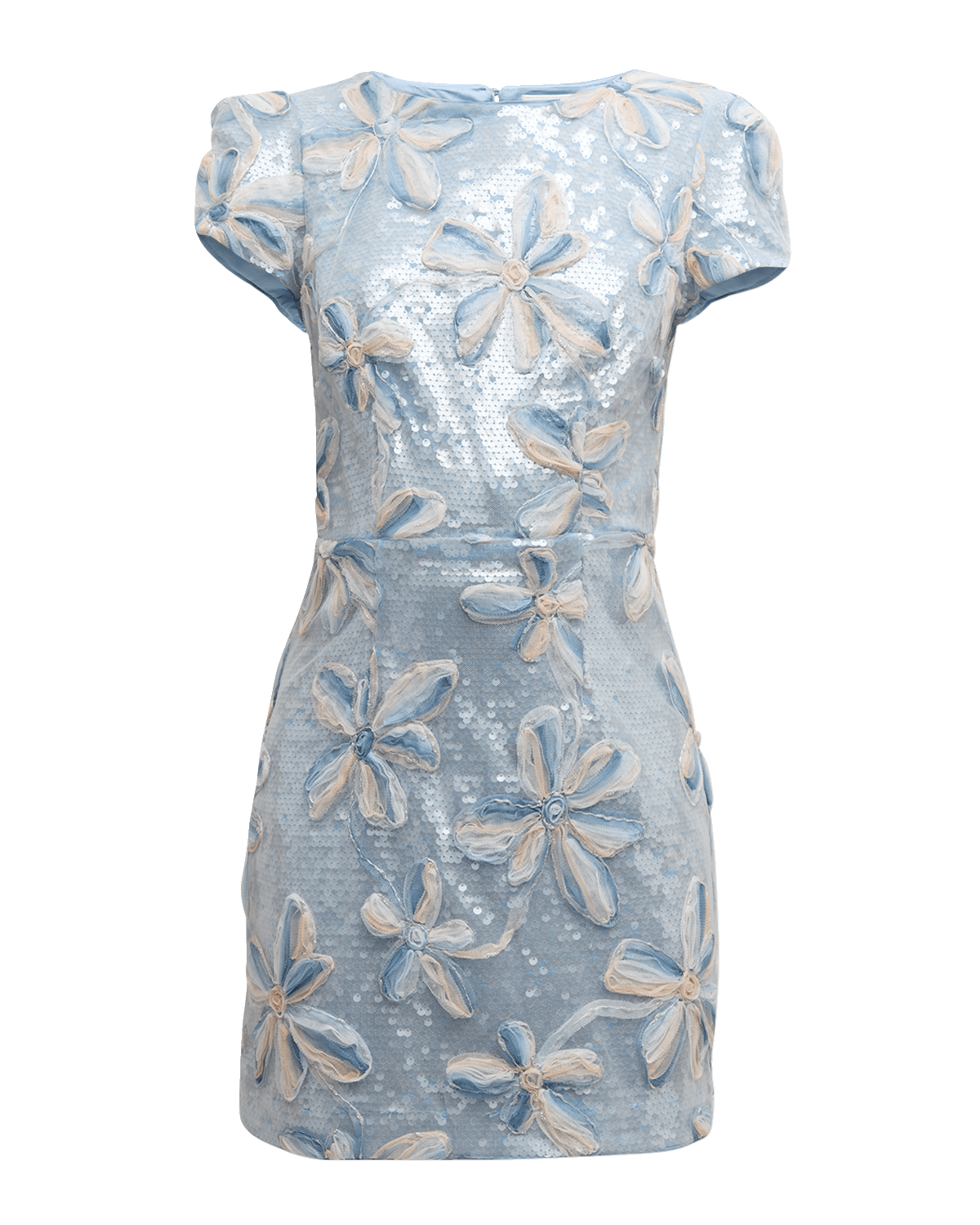 Milly Rowen Sequin Floral-Embroidered Mini Dress