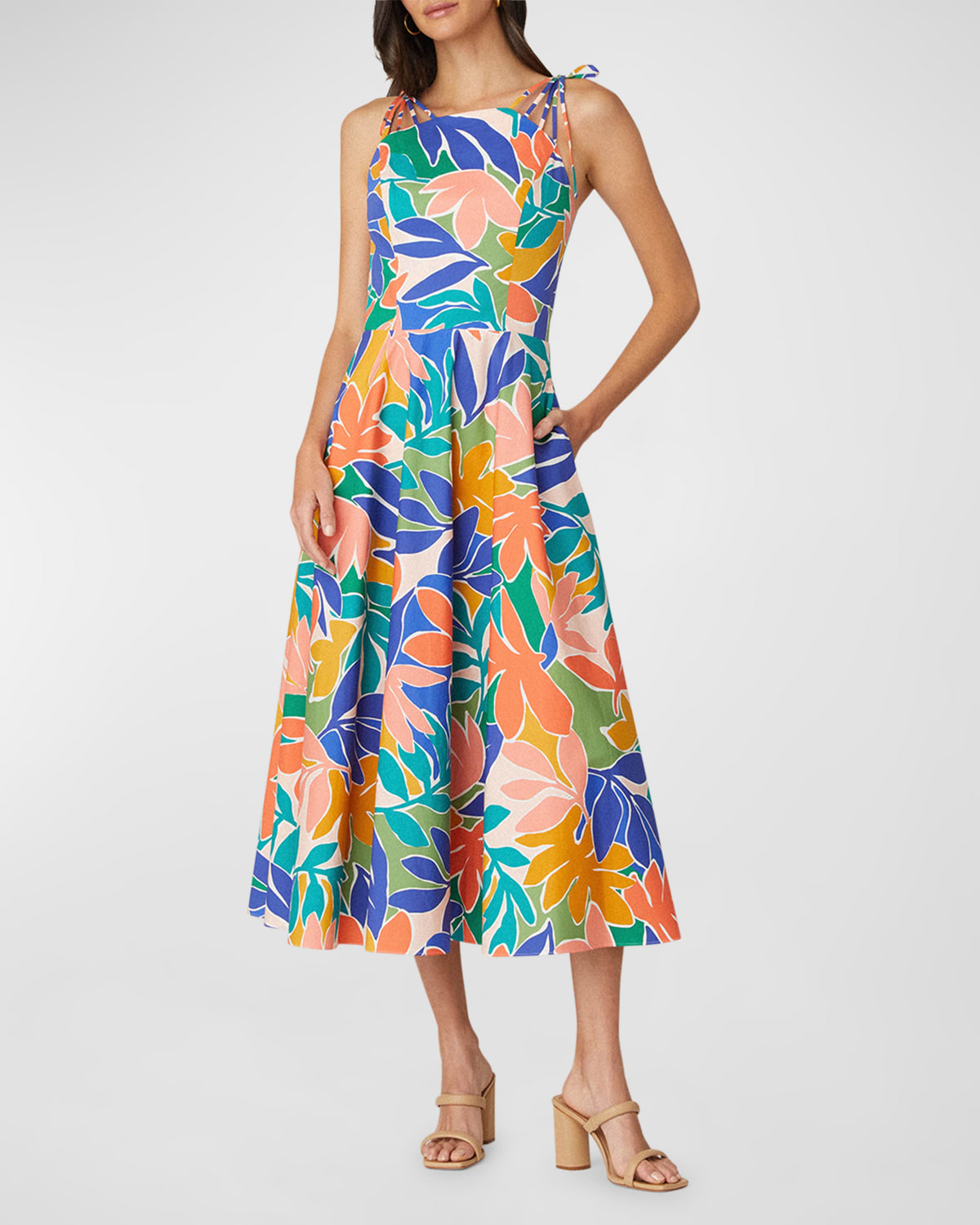 Shoshanna Willow Botanical-Print A-Line Midi Dress
