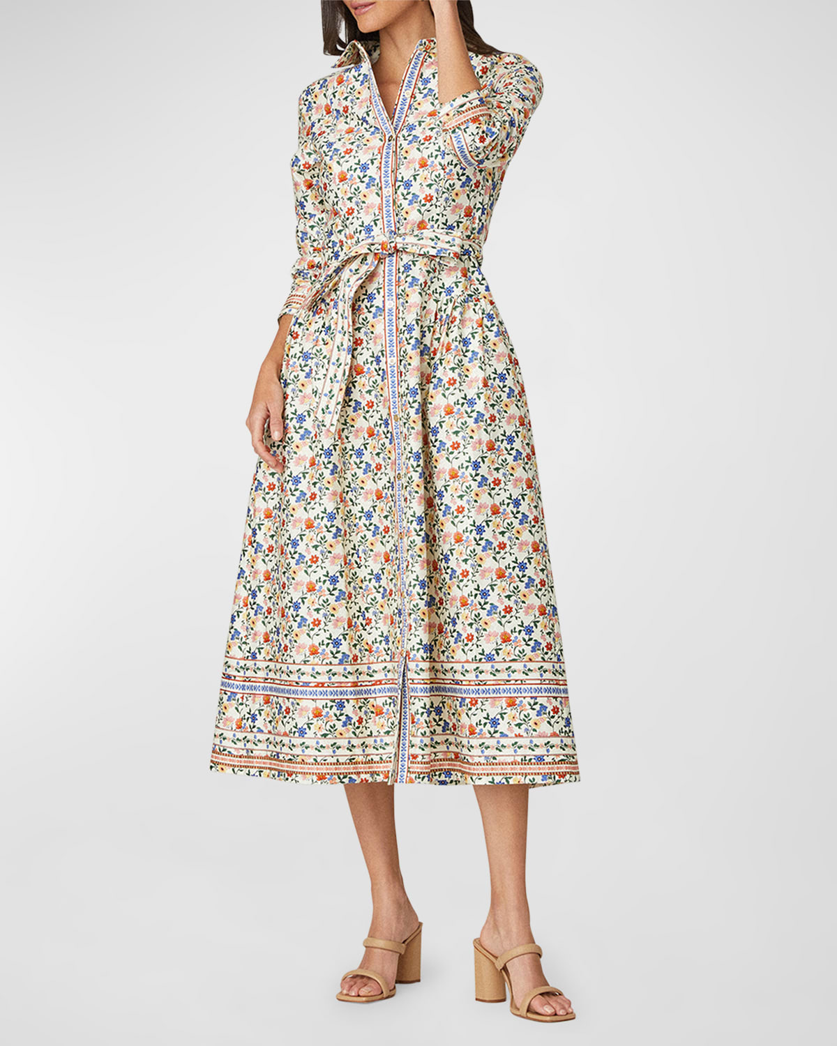 Shoshanna Kaitlyn Floral-Print Midi Shirtdress