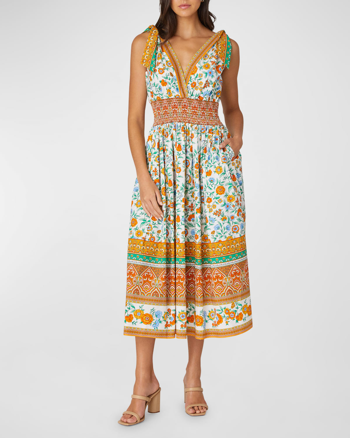 Shoshanna Bree Tie-Shoulder Midi Dress