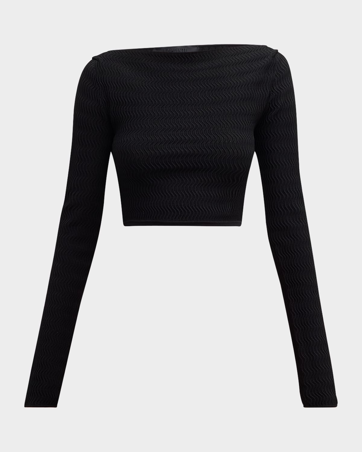 LAPOINTE Crepe Matte Viscose Boatneck Crop Top