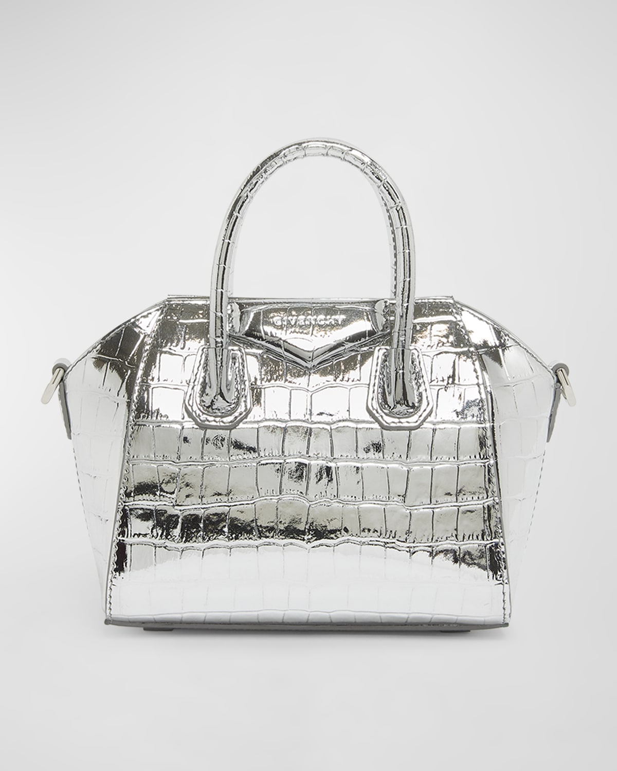 Givenchy Antigona Toy Top-Handle Bag in Metallic Croc-Embossed Leather