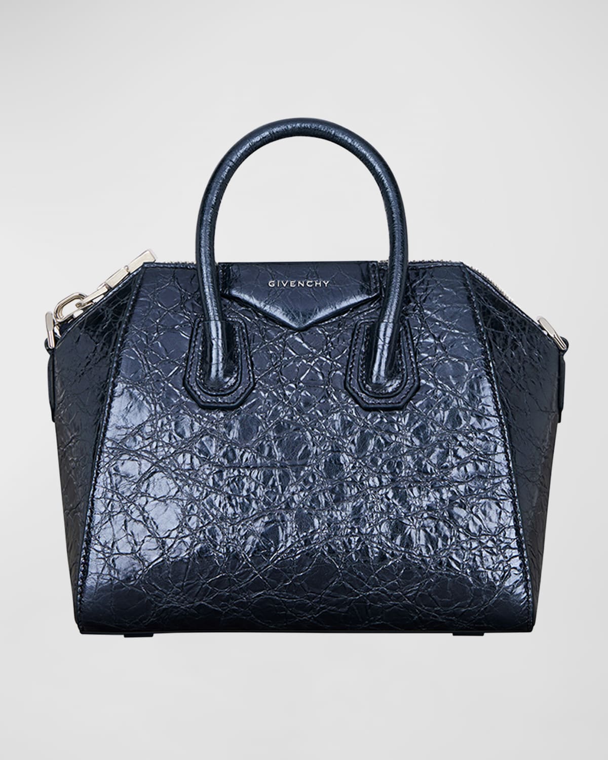 Givenchy Antigona Mini Top-Handle Bag in Crinkled Metallic Leather