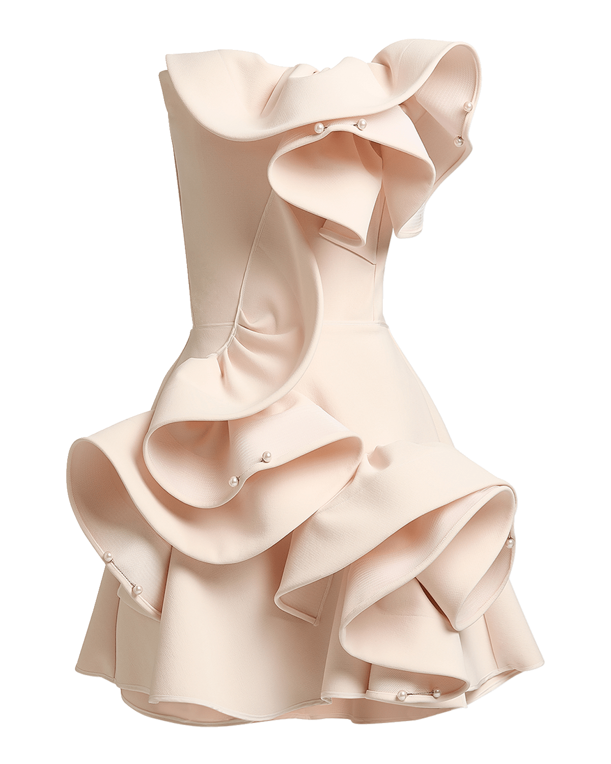 Maticevski Atone Ruffle Mini Dress with Pearly Pins