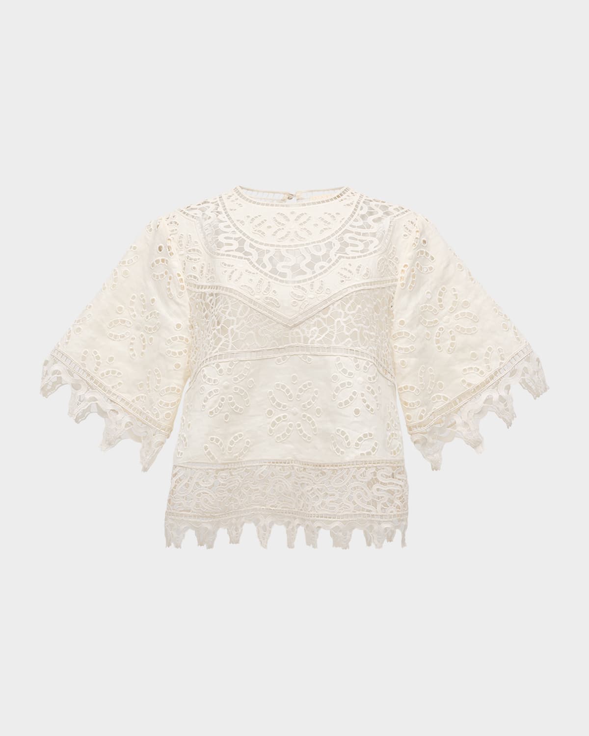 Ulla Johnson Aria Cutwork Embroidered Linen Blouse
