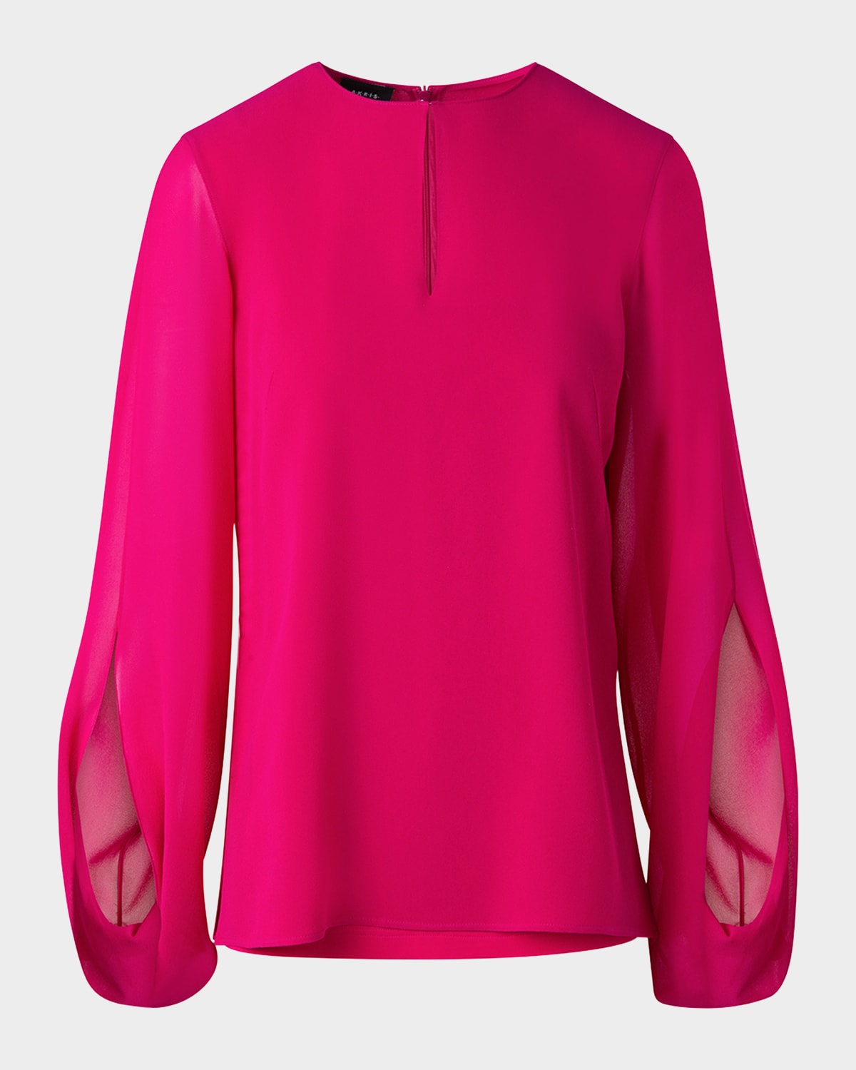 Akris Silk Georgette Blouse with Slit Sleeves