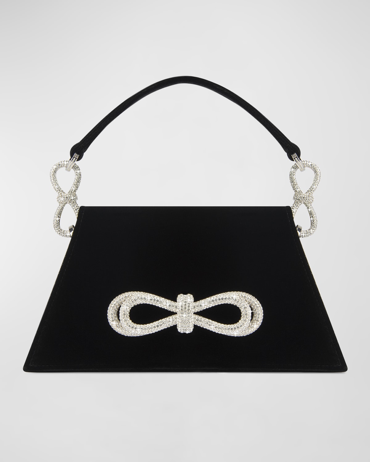 MACH & MACH Samantha Embellished Bow Velvet Top-Handle Bag