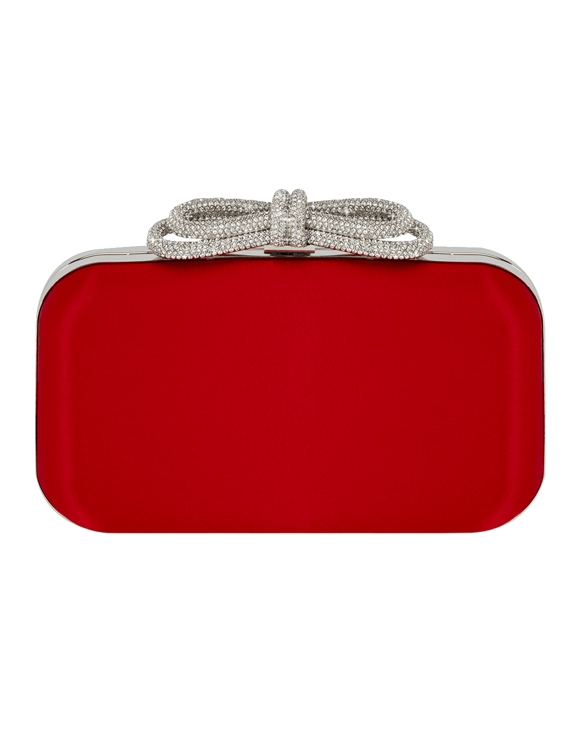 MACH & MACH Embellished Bow Satin Clutch Bag