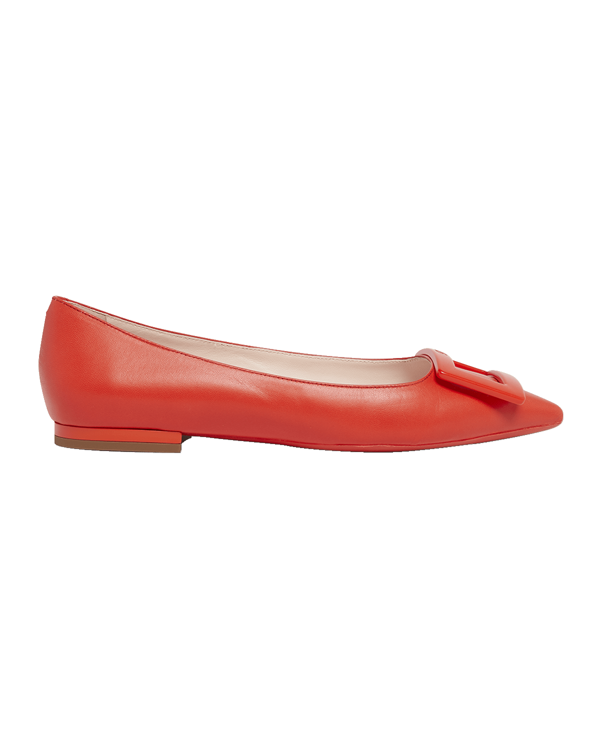 Roger Vivier Grommettine Leather Buckle Ballerina Flats