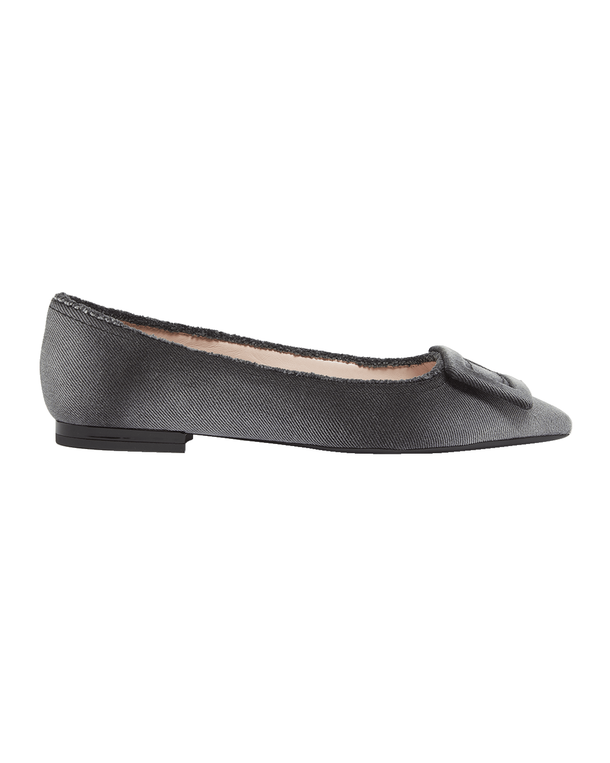 Roger Vivier Grommettine Denim Buckle Ballerina Flats