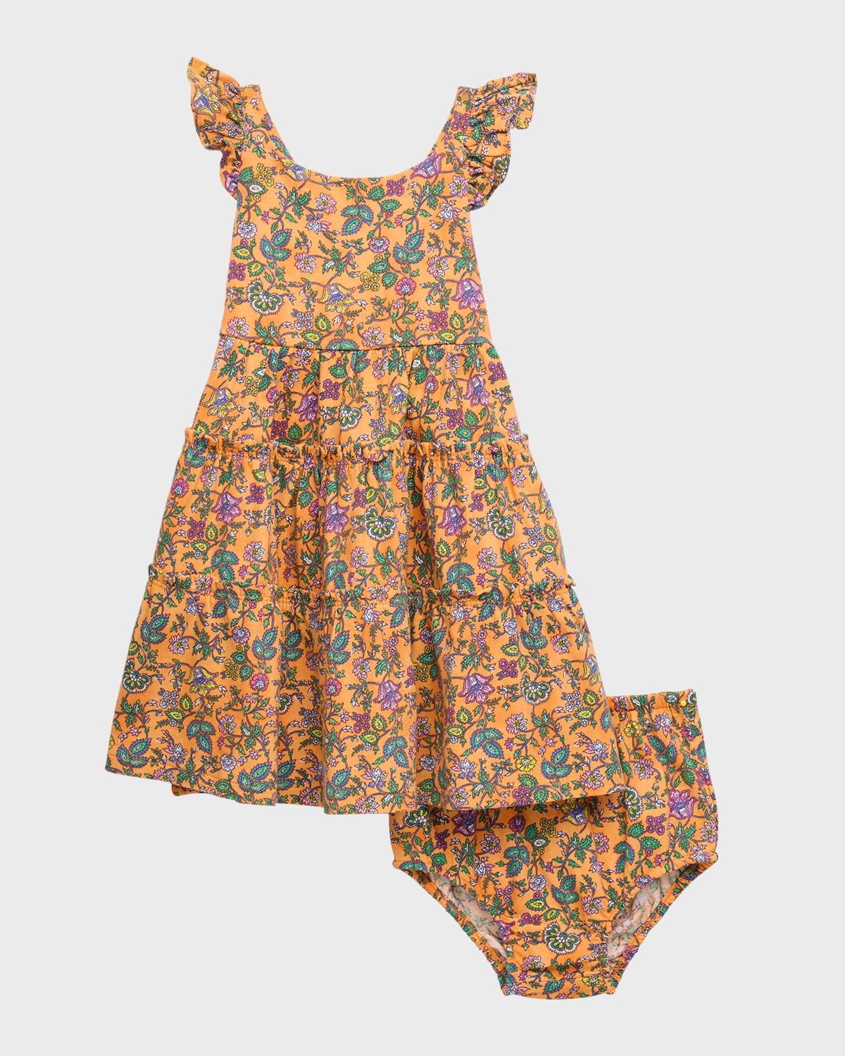Ralph Lauren Childrenswear Girl's Micro Floral-Print Ruffle Dress, Size 3M-24M