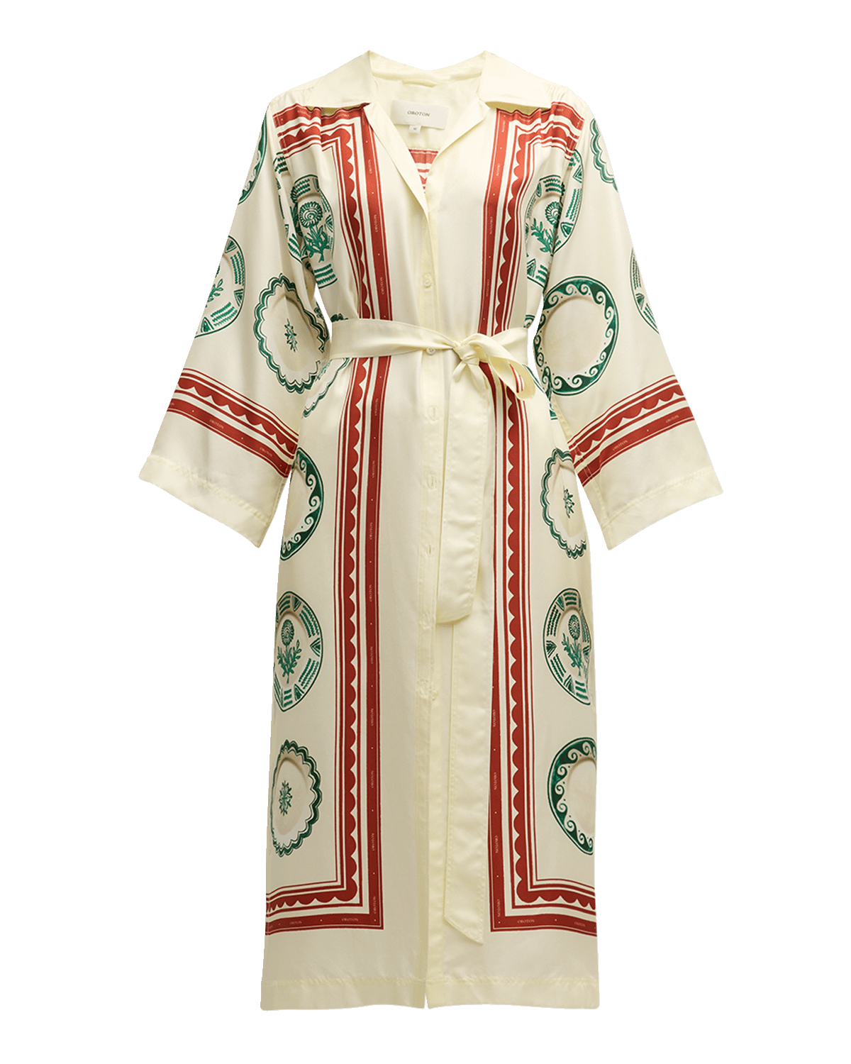 Oroton Alfresco Printed Button-Down Silk Midi Dress