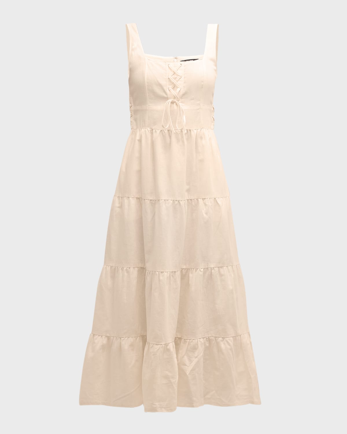 PAIGE Ophella Lace-Up Tiered Midi Dress
