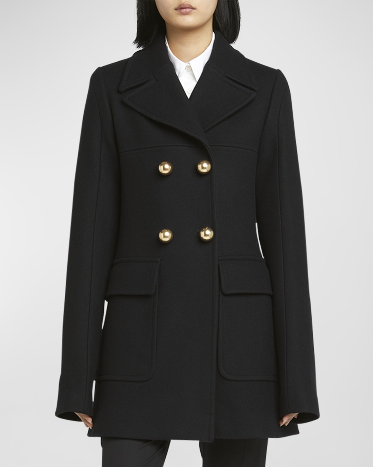 Stella McCartney Double-Breasted Short Wool Top Coat