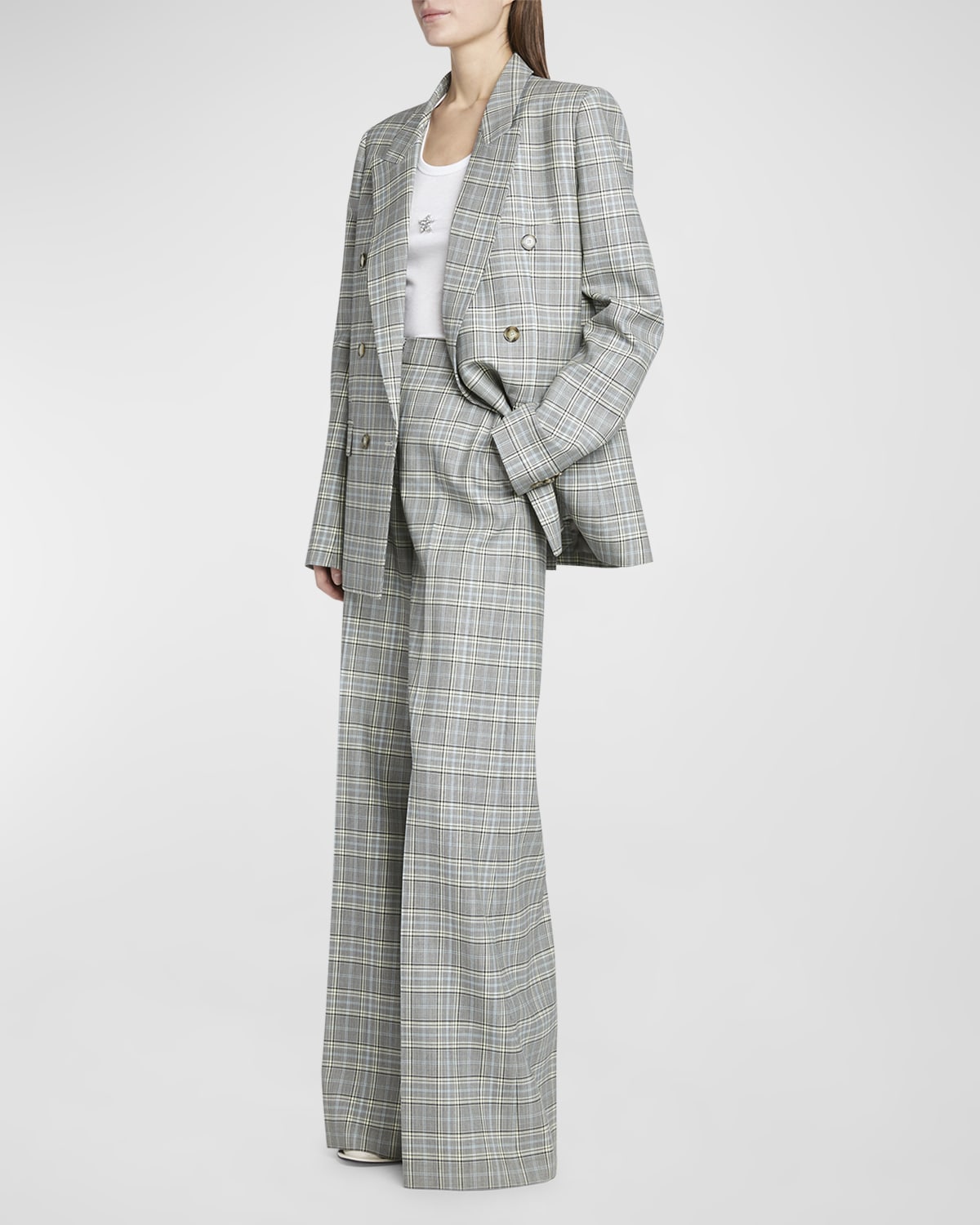 Stella McCartney Check Double-Breasted Oversized Jacket