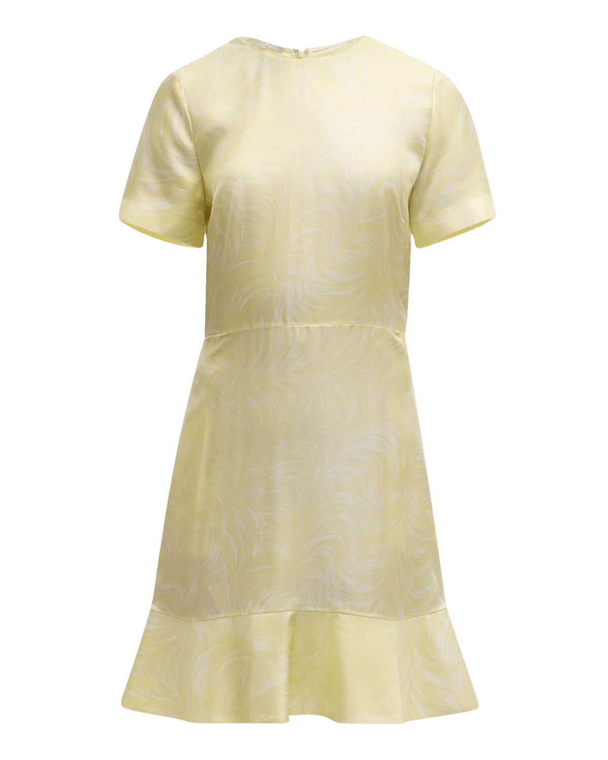 Stella McCartney Iconic Feather-Print Silk Short-Sleeve Ruffle Mini Dress