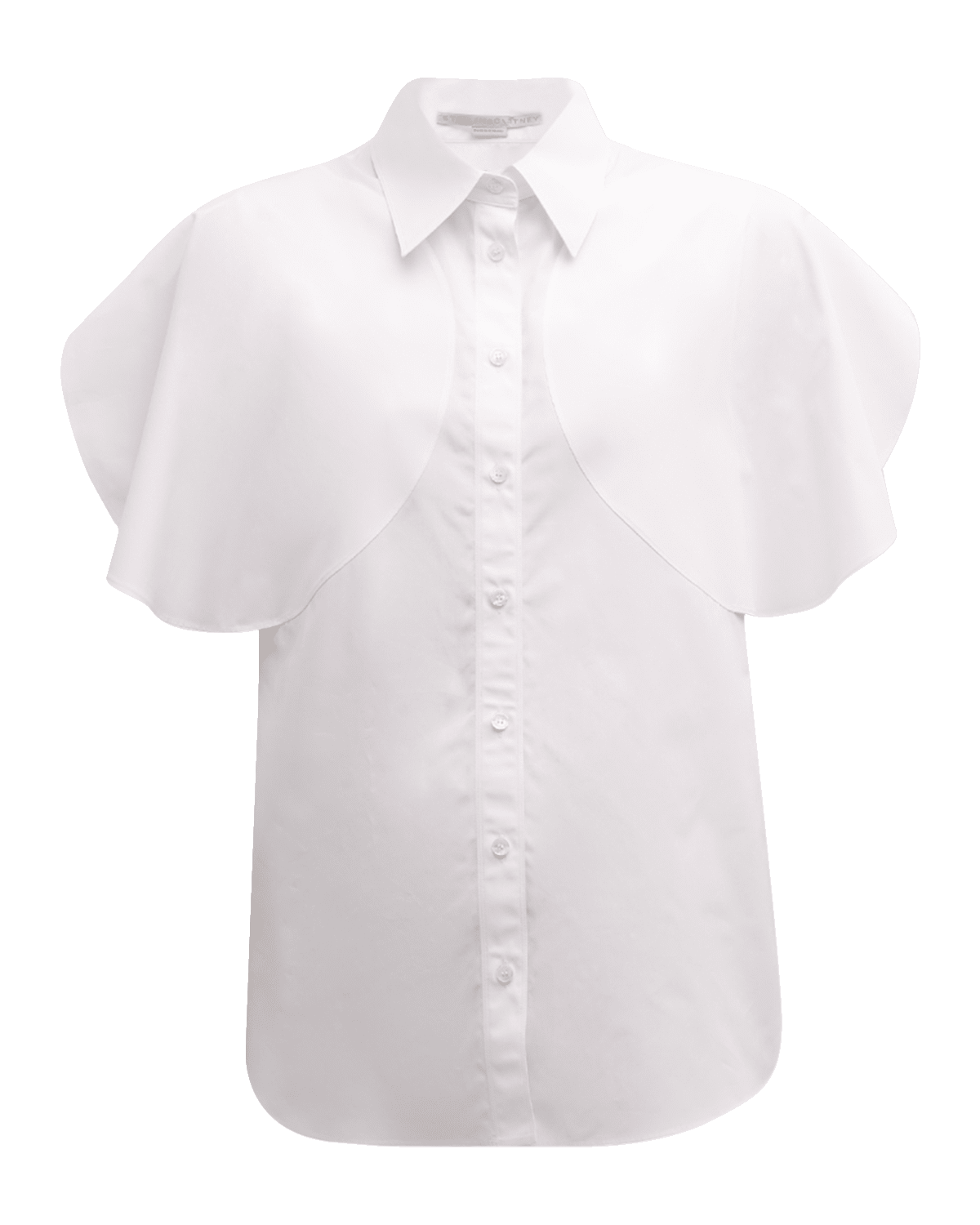 Stella McCartney Round Flutter-Sleeve Collared Shirt