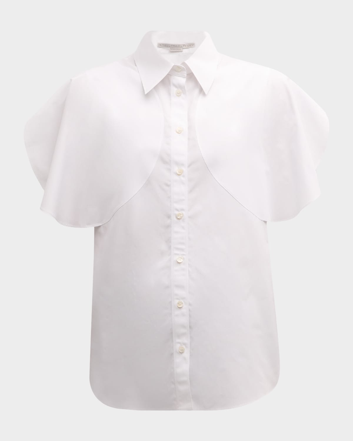 Stella McCartney Round Flutter-Sleeve Collared Shirt