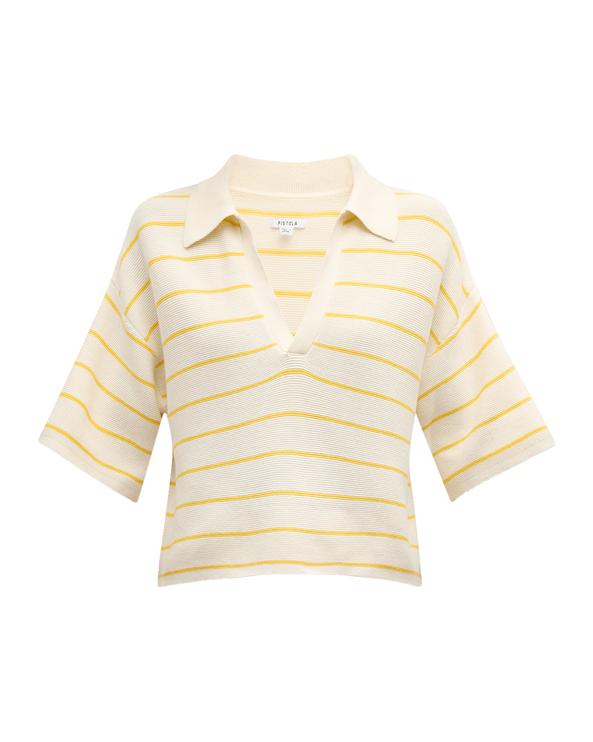PISTOLA Marlow Stripe Short-Sleeve Polo Sweater