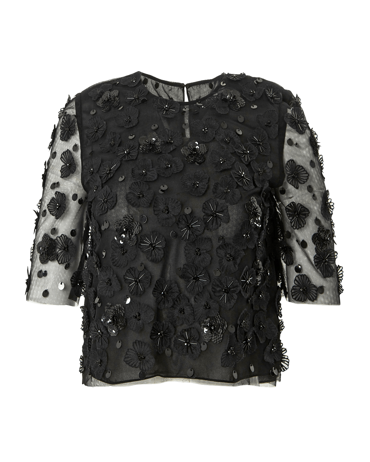 Carolina Herrera Floral Applique Top