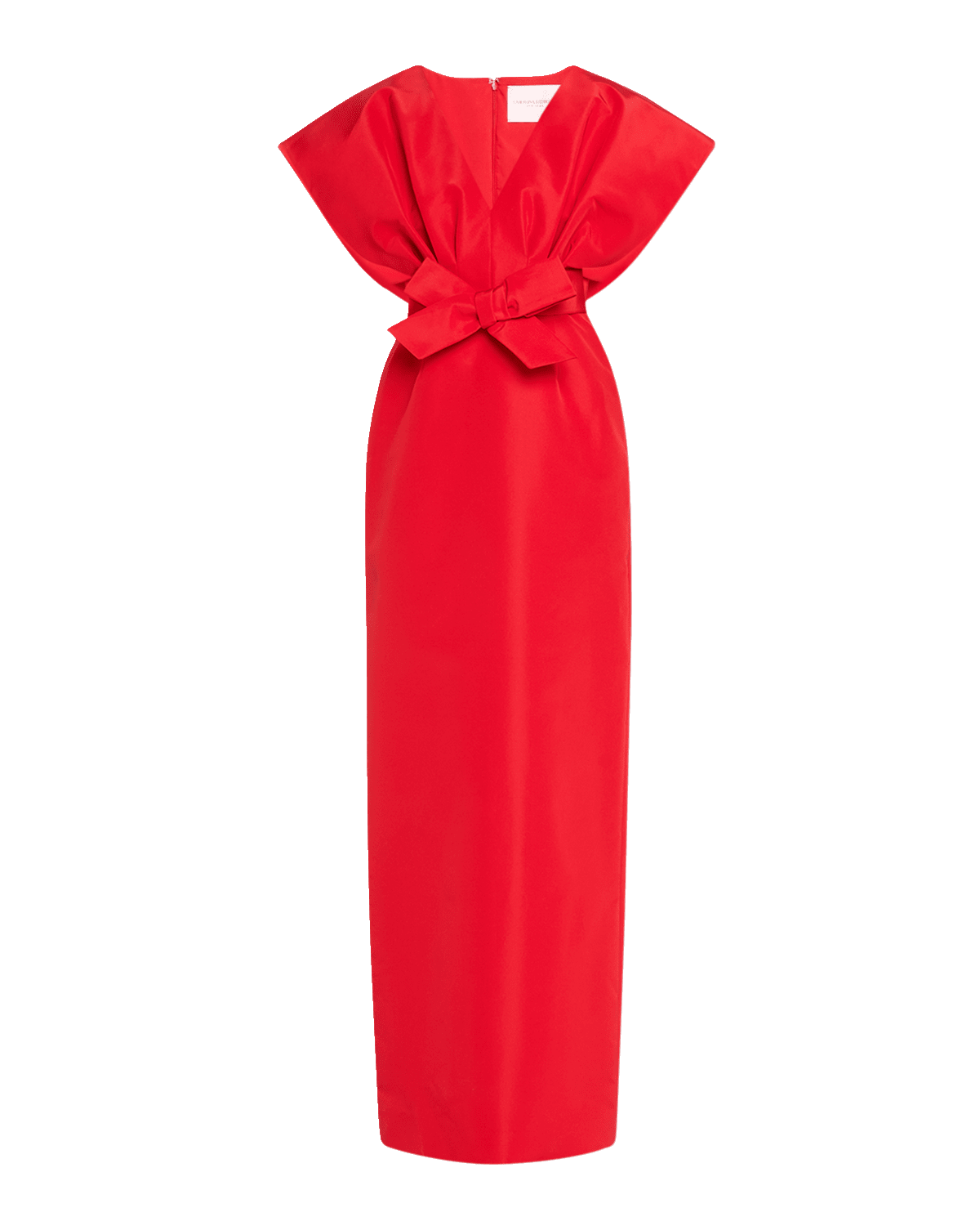 Carolina Herrera Fan Bodice Column Gown with Bow Waist Detail