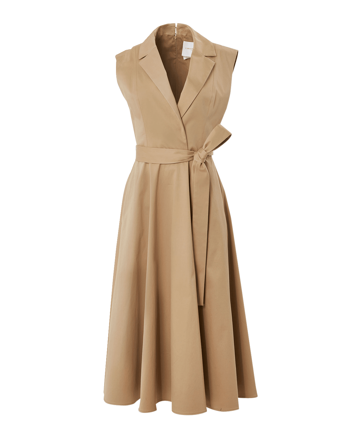 Carolina Herrera Flared Sleeveless Self-Belt Midi Trench Dress