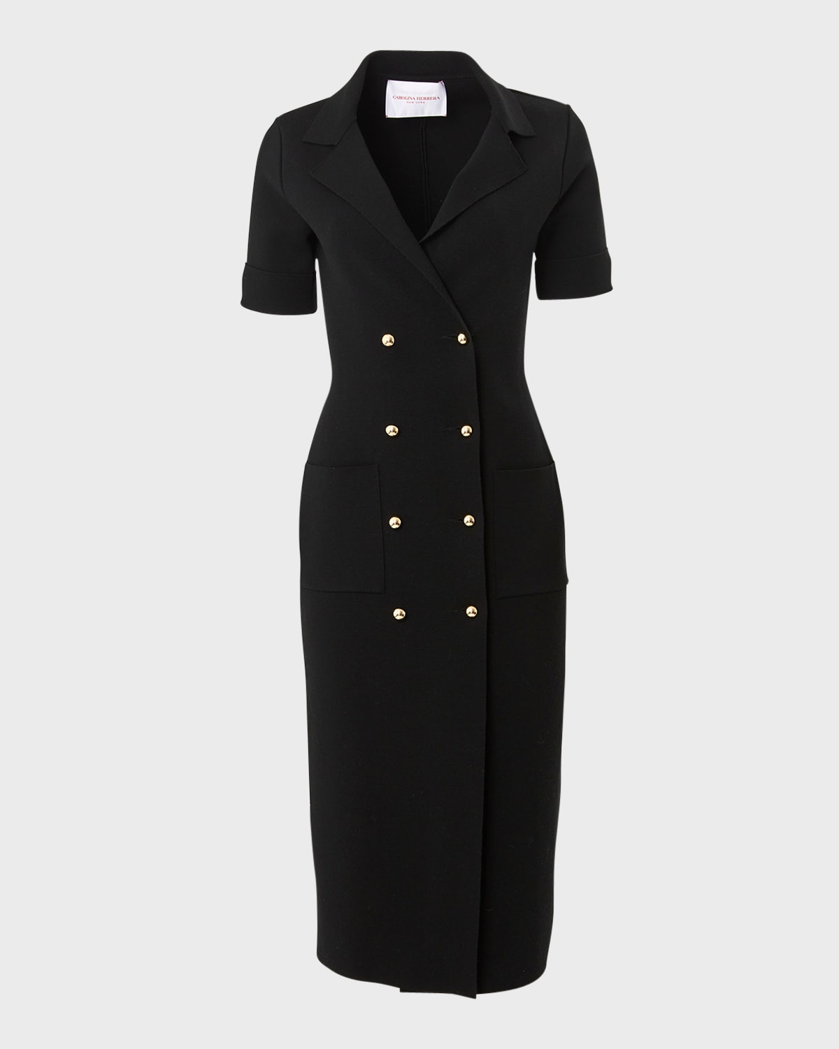 Carolina Herrera Double Breasted Wool Midi Dress