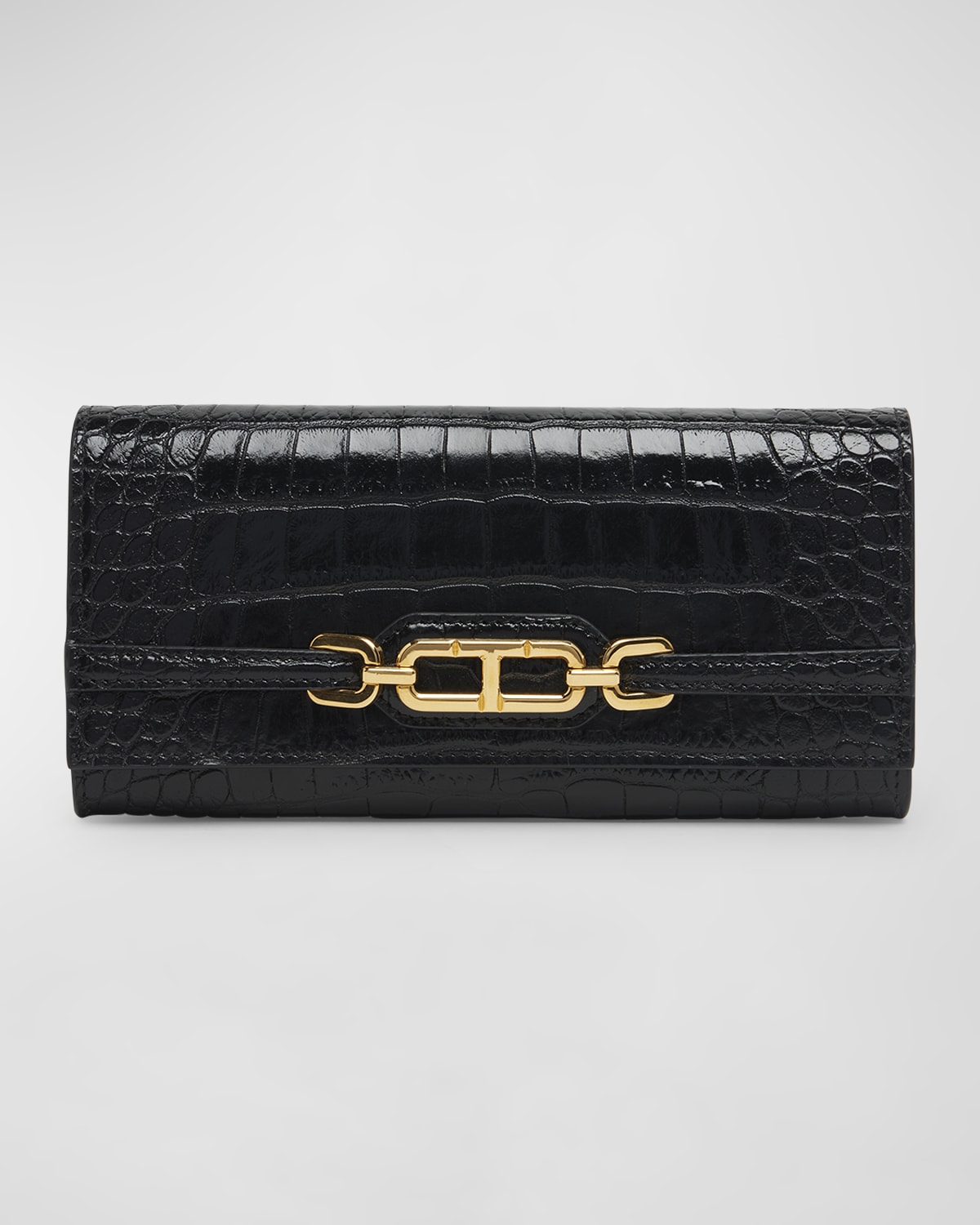 TOM FORD Whitney Continental Wallet in Shiny Croc-Embossed Leather