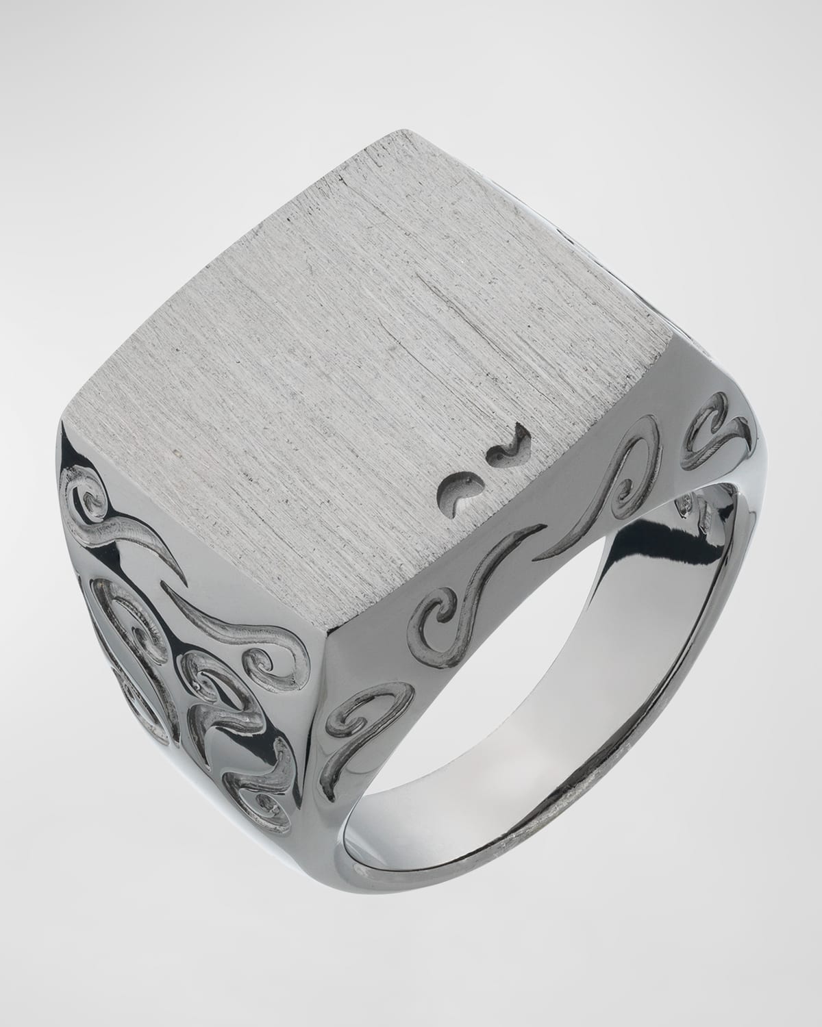 Marco Dal Maso Men 's Ara Square Signet Ring, Silver