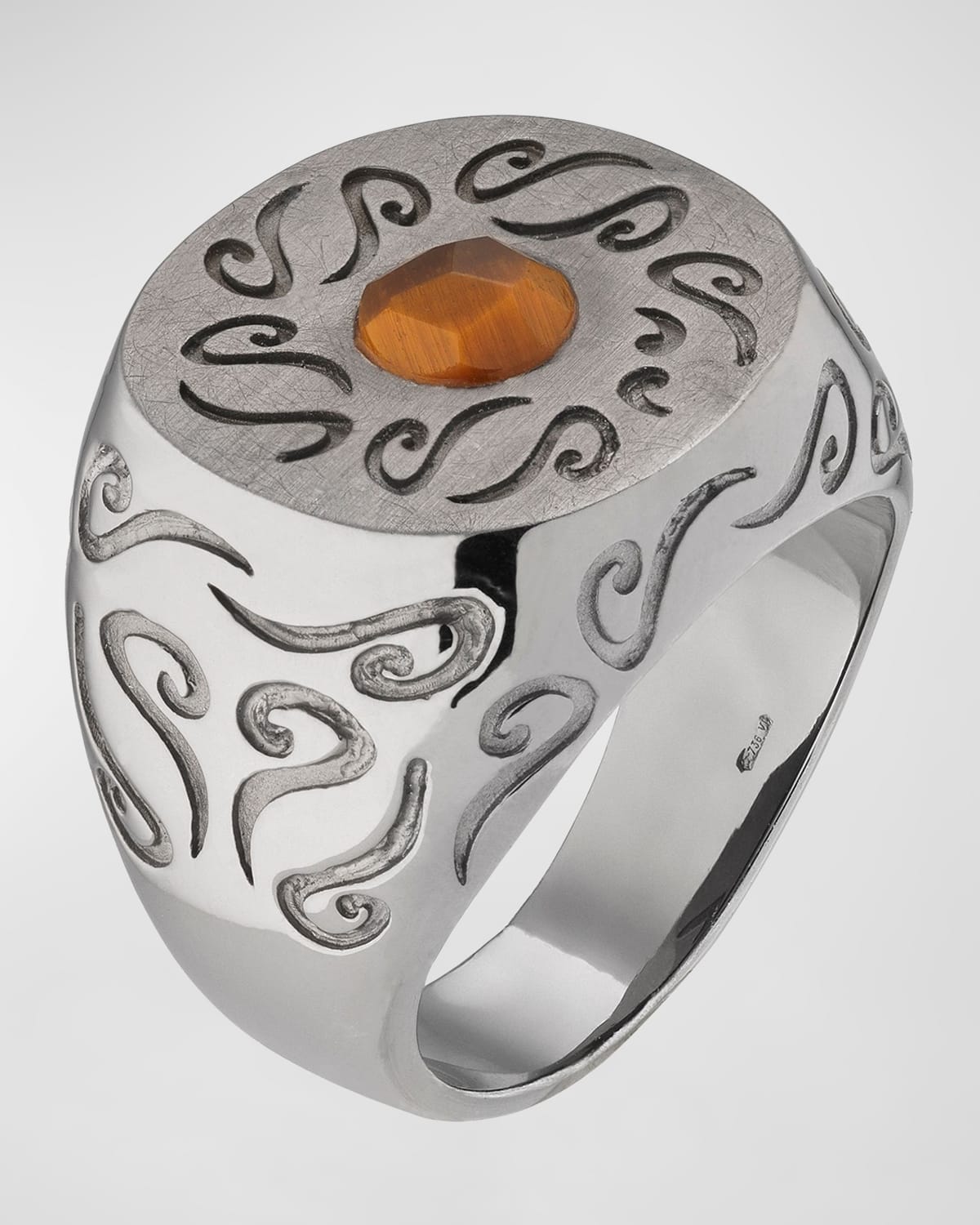 Marco Dal Maso Men 's Ara Round Engraved Signet Ring