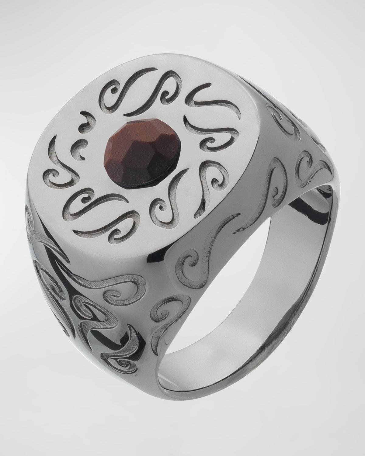 Marco Dal Maso Men 's Ara Round Engraved Signet Ring