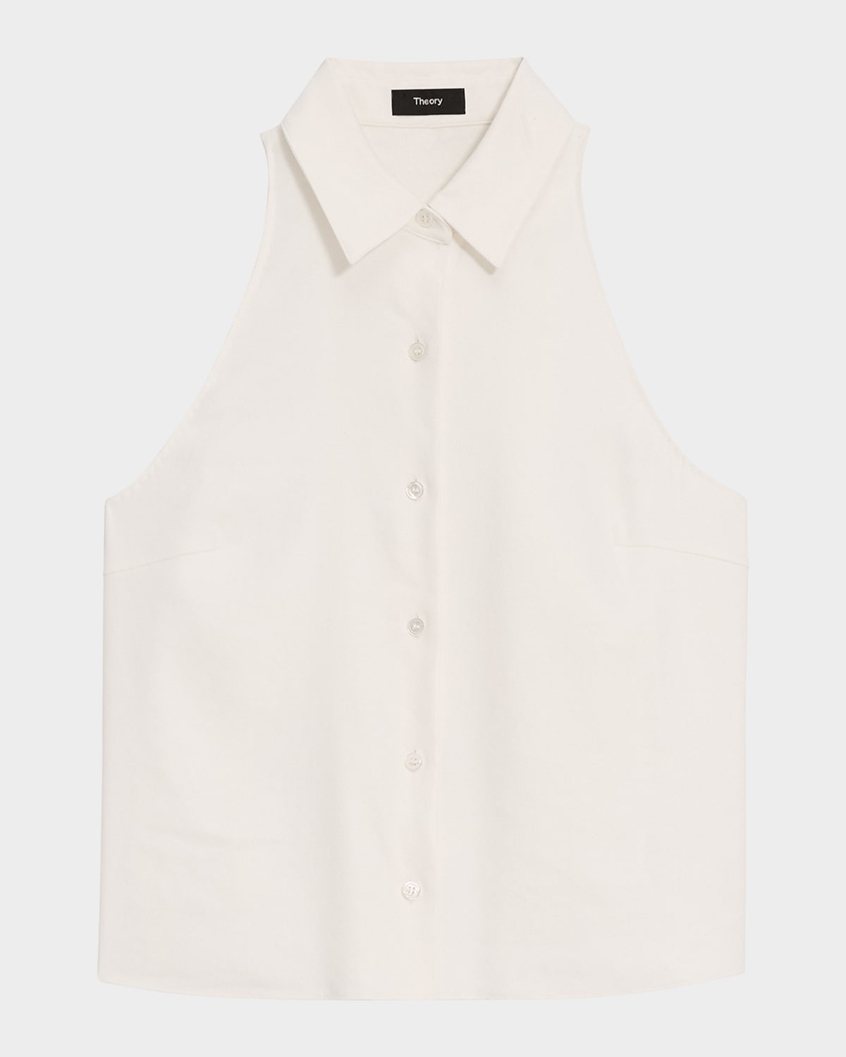 Theory Sleeveless Linen-Blend Button-Front Halter Shirt