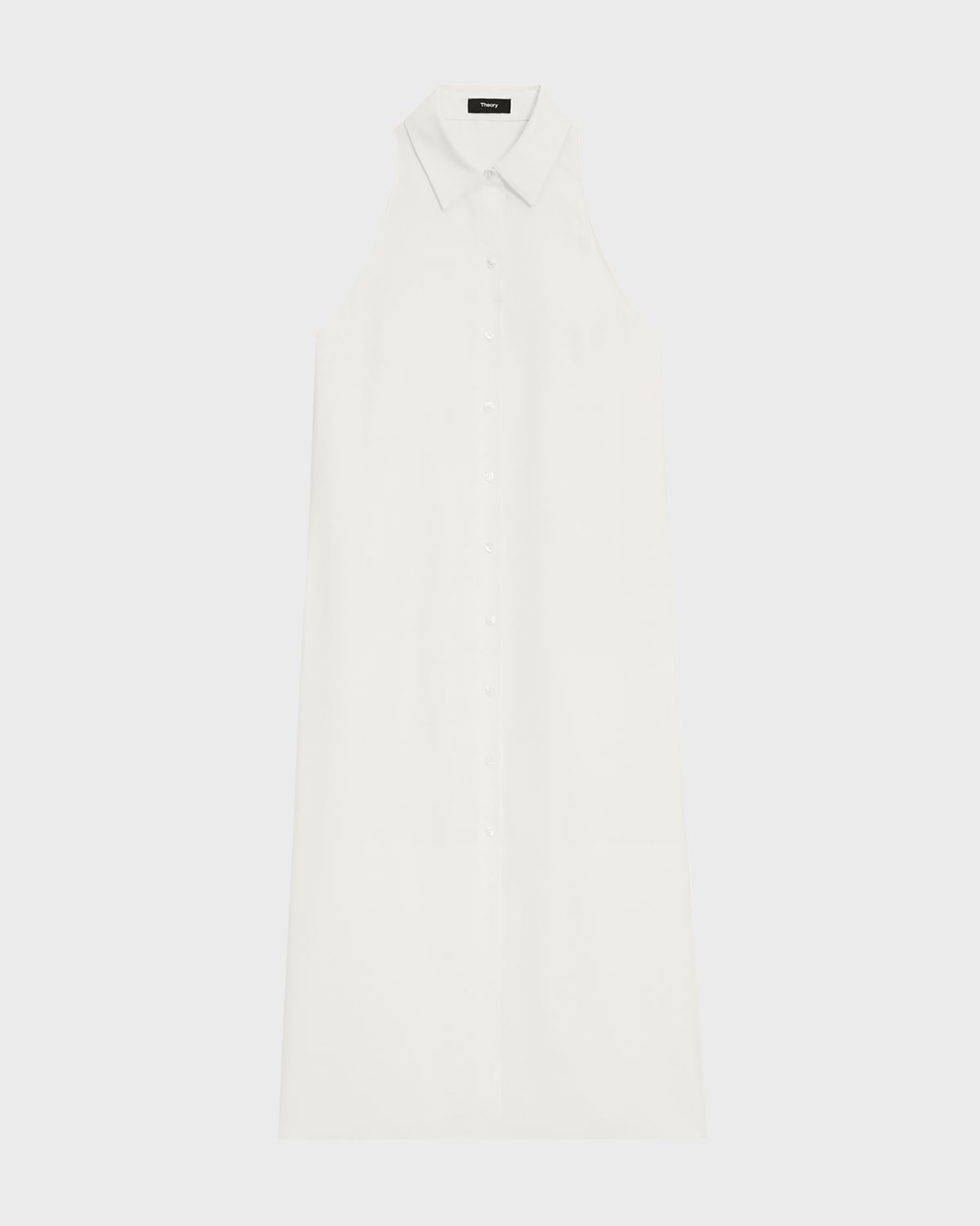 Theory Halter Button-Front Sleeveless Collared Midi Dress