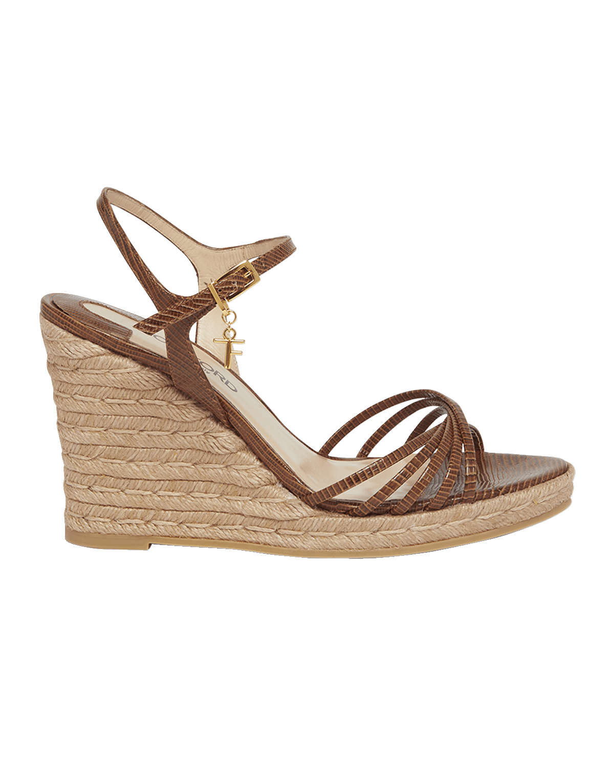 TOM FORD Cabana Lizard-Embossed Wedge Espadrilles