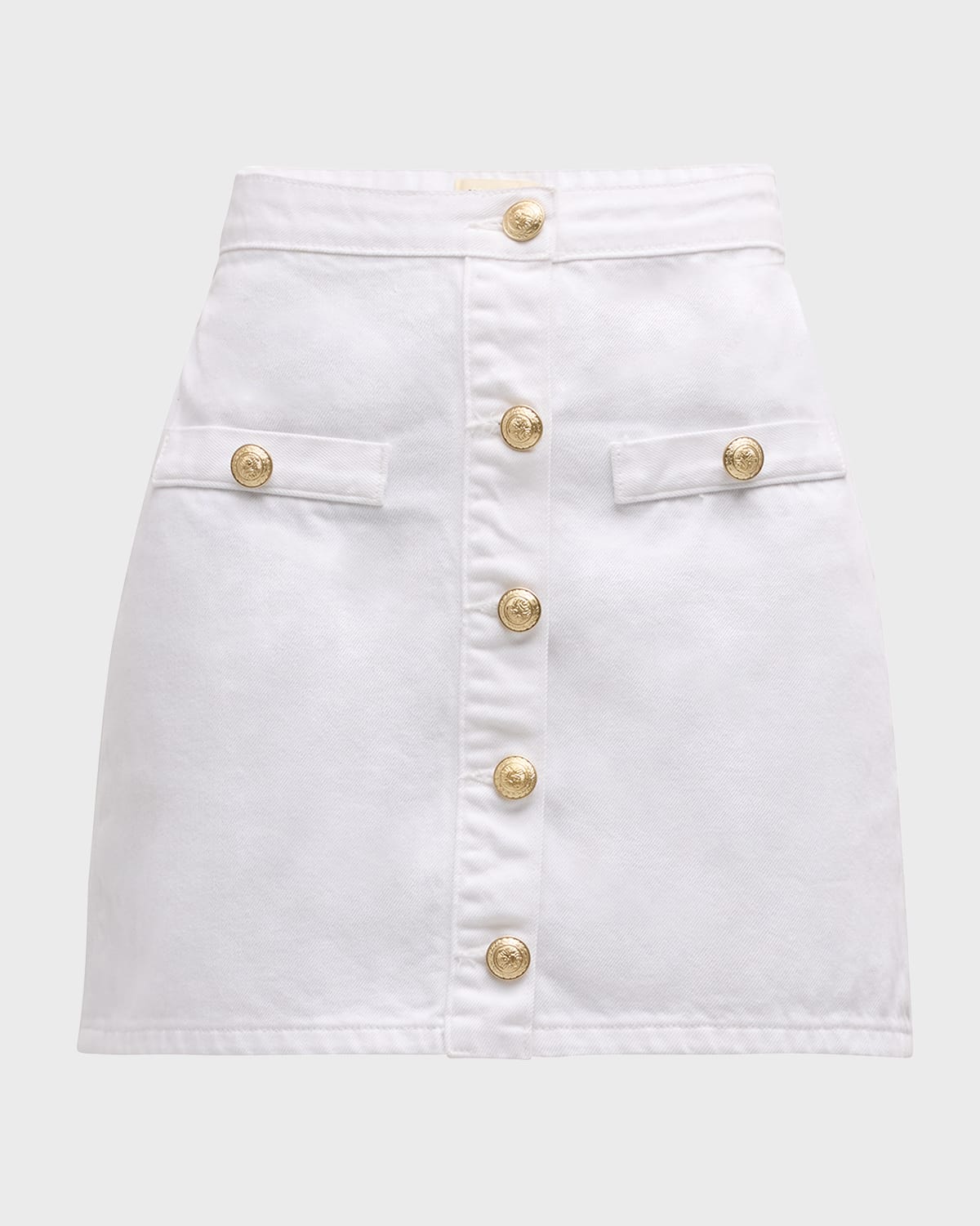 L'Agence Kris Button-Front Denim Mini Skirt