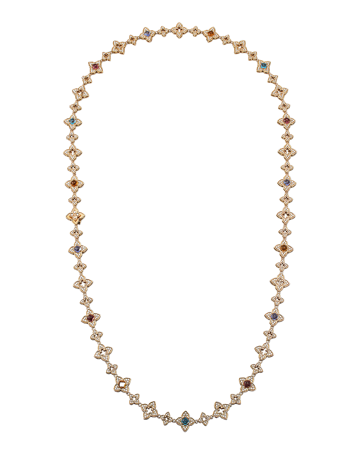Roberto Coin 18K Rose Gold Necklace with Diamonds and Semiprecious Stones, 31"L