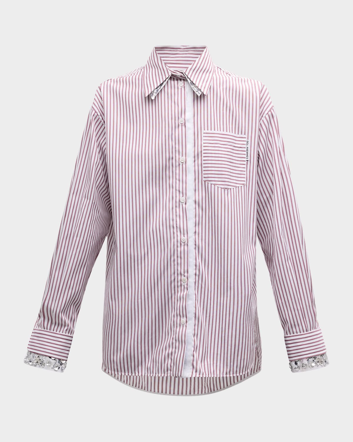 Des Phemmes Oversized Striped Button-Front Top