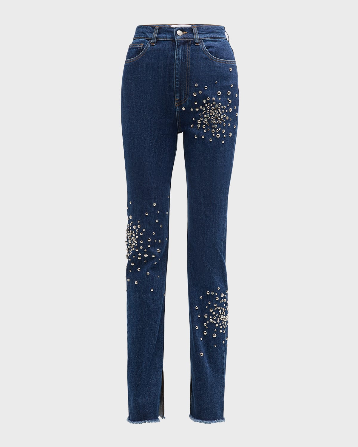 Des Phemmes Embellished Skinny Side-Slit Jeans