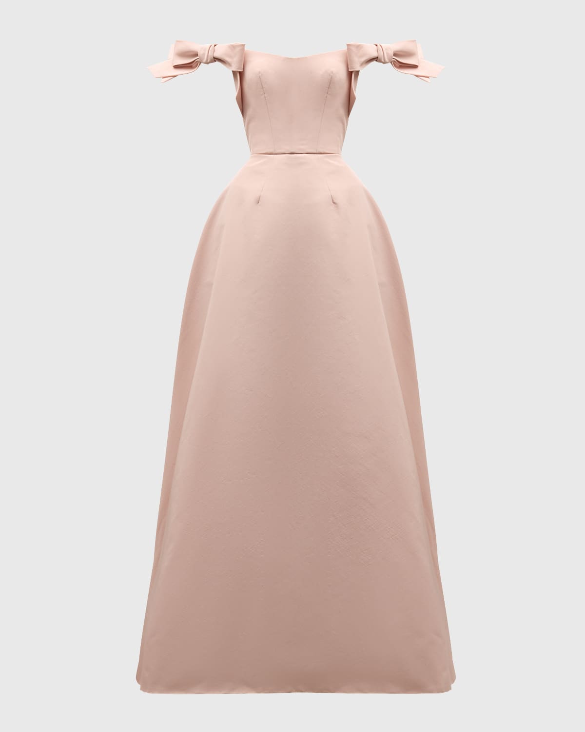 Monique Lhuillier Off-The-Shoulder Bow Slit Gown