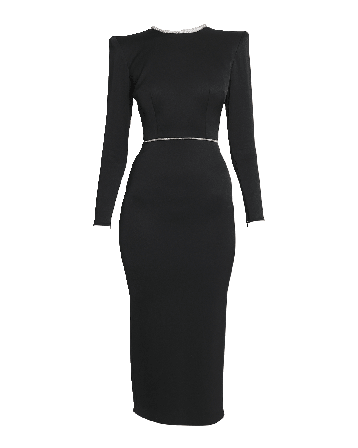 Alex Perry Crystal Trimmed Satin Midi Dress