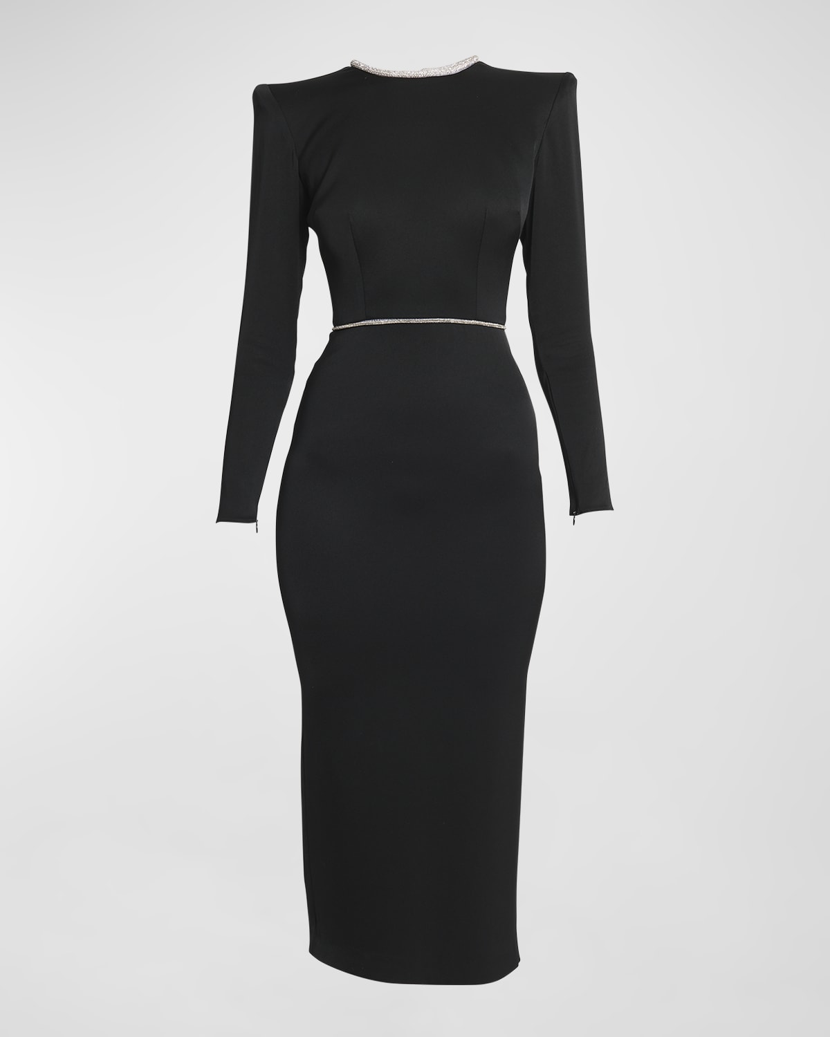 Alex Perry Crystal Trimmed Satin Midi Dress