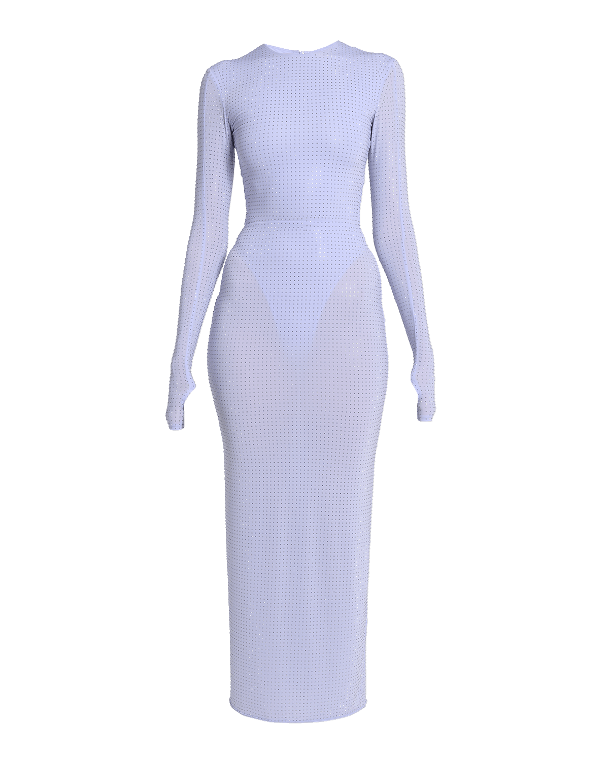 Alex Perry Crystal Embellished Jersey Long-Sleeve Midi Dress